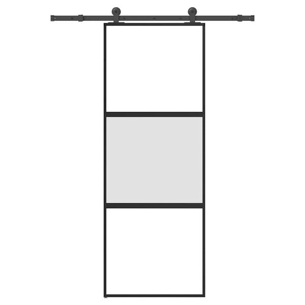 vidaXL Sliding Door with Hardware Set 76x205 cm Tempered Glass&Aluminium