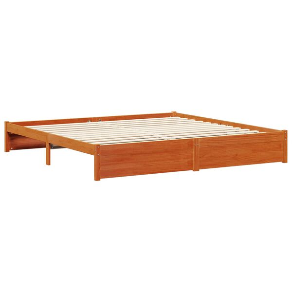 vidaXL Bed Frame with Headboard 2 pcs Wax Brown Solid Pine Wood