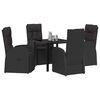 vidaXL Garden Dining Set with Cushion 5 pcs Black Poly Rattan