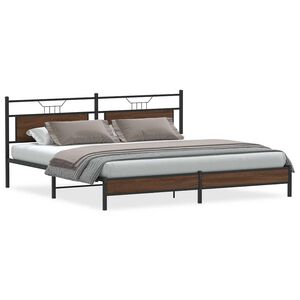 vidaXL Metal Bed Frame without Mattress Brown Oak 193x201 cm