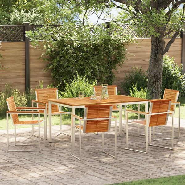 vidaXL Garden Dining Set 7 pcs Brown Solid Teak Wood