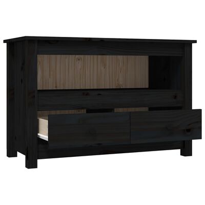 vidaXL TV Cabinet Black 79x35x52 cm Solid Wood Pine