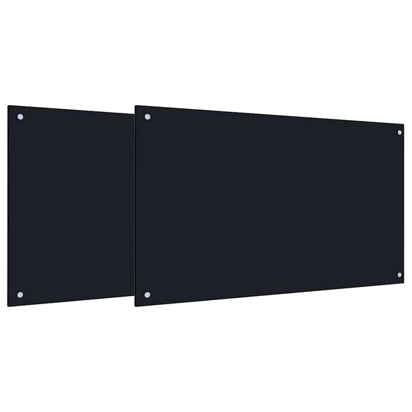 vidaXL Kitchen Backsplash 2 pcs Black 100 x 60 cm Tempered Glass