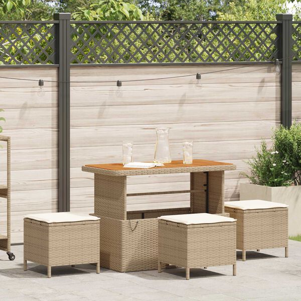 vidaXL Garden Dining Set Beige Poly Rattan