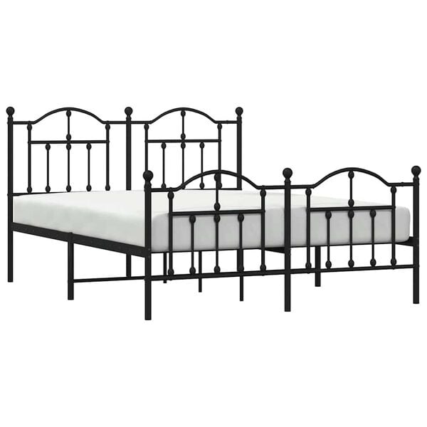 vidaXL Metal Bed Frame without Mattress with Footboard Black 140x190cm