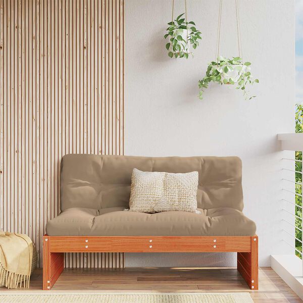 vidaXL Garden Middle Sofa Solid Pine Wood Wax Brown 120 x 95 x 69 cm