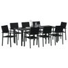 vidaXL Garden Dining Set 9 pcs Black Powder-Coated Steel