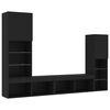 vidaXL 4 Piece TV Wall Units with LED Black Engineered Wood