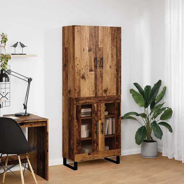vidaXL Highboard 2 pcs Old Wood 69.5 x 34 x 180 cm