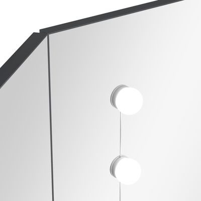 vidaXL Corner Dressing Table with LED Grey 111x54x141.5 cm