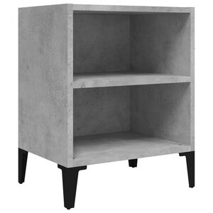 vidaXL Bed Cabinet with Metal Legs Concrete Grey 40x30x50 cm