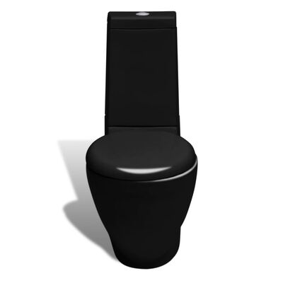 Stand Toilet & Bidet Set Black Ceramic