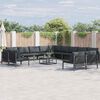 vidaXL Garden Sofa Set with Cushion 13 pcs Black Steel