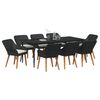 vidaXL Garden Dining Set with Cushion 9 pcs Black Poly Rattan