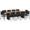 vidaXL Garden Dining Set 11 pcs Black Poly Rattan