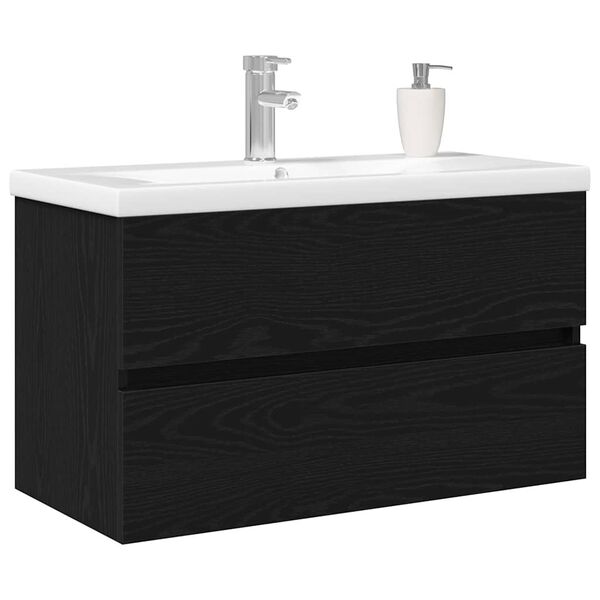 vidaXL Sink Cabinet Black oak 80 x 39 x 62 cm Engineered wood