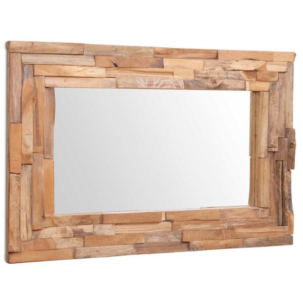 vidaXL Decorative Mirror Teak 90x60 cm Rectangular