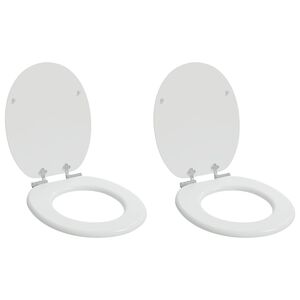 vidaXL Toilet Seats with Soft Close Lids 2 pcs MDF White