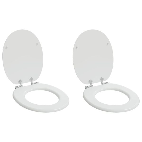 vidaXL Toilet Seat 2 pcs White 44 x 38 cm MDF board