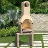 vidaXL Concrete Charcoal BBQ Stand with Chimney