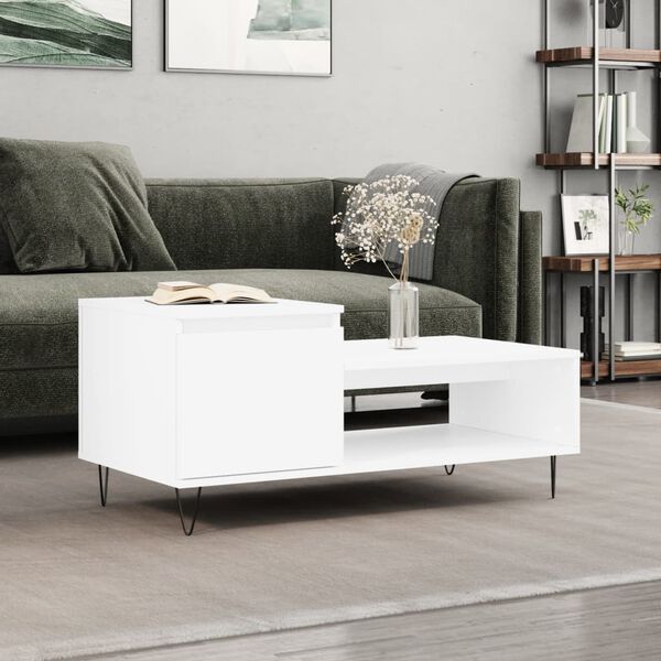 vidaXL Coffee Table White 100x50x45 cm Engineered Wood