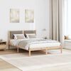 vidaXL Bed Frame with Headboard Taupe 135 x 190 cm Solid Pine Wood