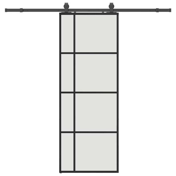 vidaXL Sliding Door with Hardware Set Black 76x205 cm ESG Glass