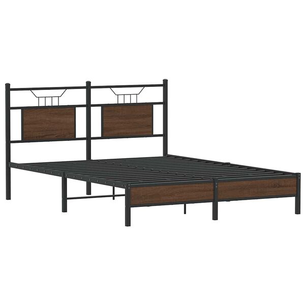 vidaXL Bed Frame without Mattress Brown Oak 150x200 cm King Size Engineered Wood
