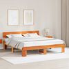 vidaXL Bed Frame with Headboard Wax Brown 180 x 200 cm Solid Pine Wood