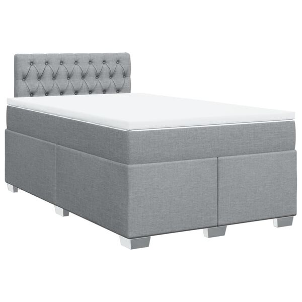 vidaXL Box Spring Bed with Mattress Light Grey 120x200 cm Fabric