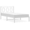 vidaXL Metal Bed Frame without Mattress with Headboard White 100x200cm