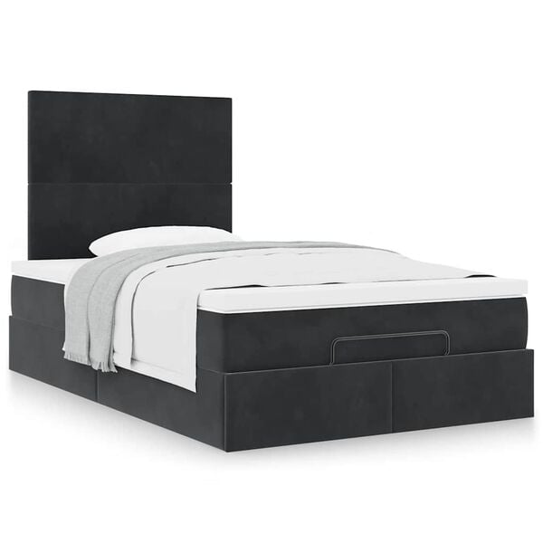 vidaXL Ottoman Bed with Mattresses Black 120x200cm Velvet
