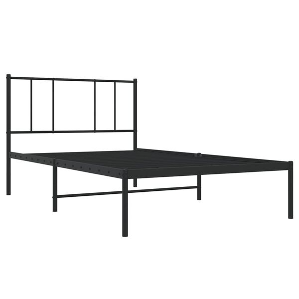 vidaXL Metal Bed Frame without Mattress with Headboard Black 107x203cm