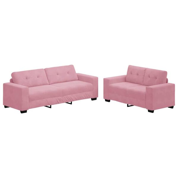 vidaXL Sofa 2 pcs Pink Fabric