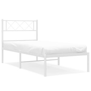vidaXL Metal Bed Frame without Mattress with Headboard White 100x200cm