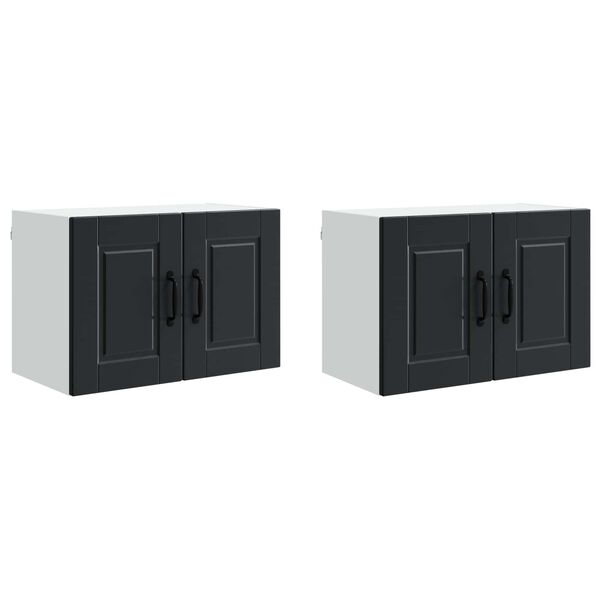 vidaXL Kitchen Cabinet 2 pcs Black 60 x 31 x 40 cm Engineered Wood