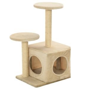 vidaXL Cat Tree | Beige | Engineered wood, plush fabric, sisal rope | Small