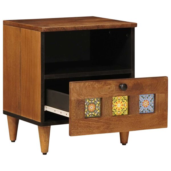 vidaXL Bedside Cabinet Brown 40 x 33 x 46 cm Solid Mango Wood