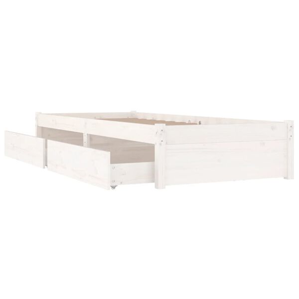 vidaXL Bed Frame without Mattress with Drawers White 90x200 cm (814935+814985)