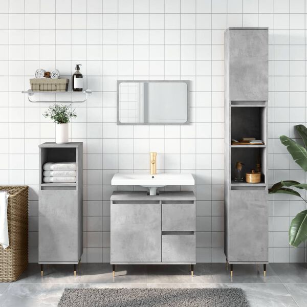 vidaXL Bathroom Cabinet Concrete Grey 30x30x190 cm Engineered Wood