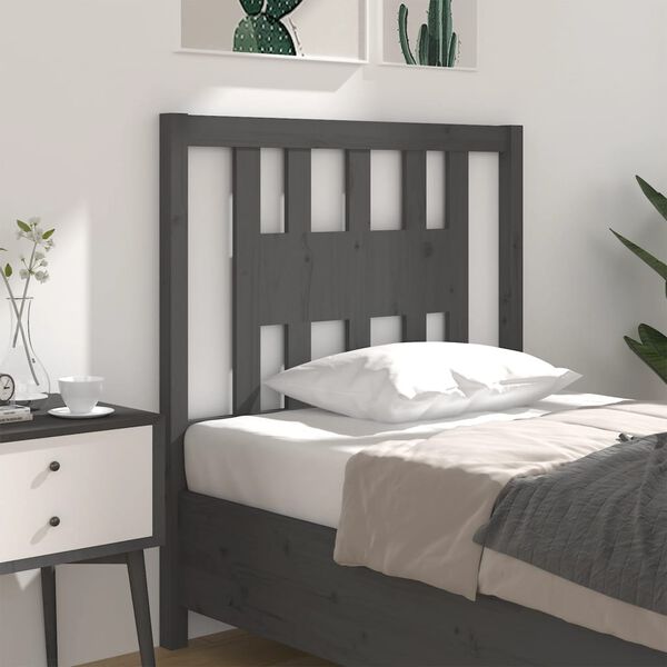 vidaXL Headboard Grey 81x4x100 cm Solid Wood Pine