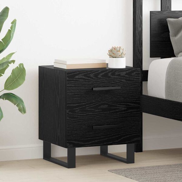 vidaXL Bedside Cabinet Black Oak 40 x 35 x 47.5 cm Engineered Wood
