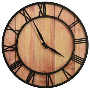 vidaXL Wall Clock 39 cm Brown and Black MDF and Iron