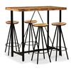 vidaXL Bar Set | Varied Wood Tones | Solid Reclaimed Wood and Steel | Medium