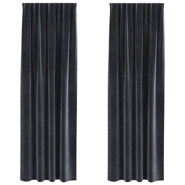 vidaXL Blackout Curtains 2 pcs Dark Grey 140 x 225 cm Velvet