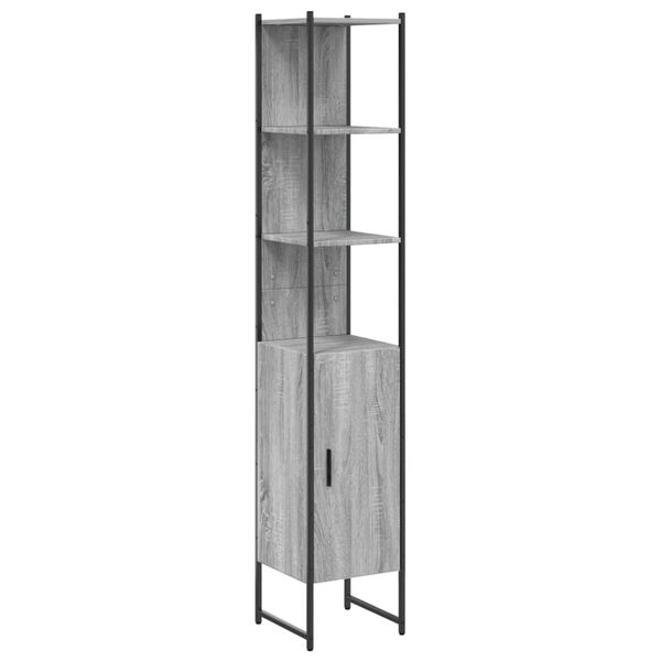 vidaXL Bathroom Cabinet Grey Sonoma 33x33x185.5 cm Engineered Wood