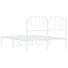 vidaXL Metal Bed Frame without Mattress with Headboard White 140x190cm