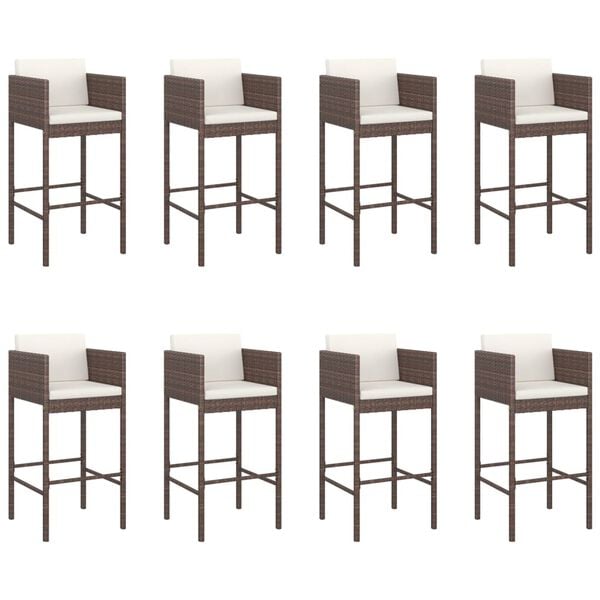 vidaXL 9 Piece Garden Bar Set with Cushions Brown Poly Rattan