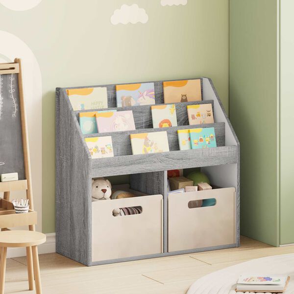 vidaXL Kids Bookshelf Grey Sonoma 72.5 x 29.5 x 69 cm Engineered Wood