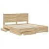 vidaXL Bed Frame with Drawer Sonoma Oak 180 x 200 cm Engineered Wood